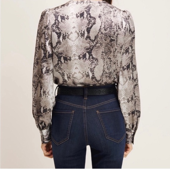 Satin Snakeskin Crossover Bodysuit - Picture 4 of 10